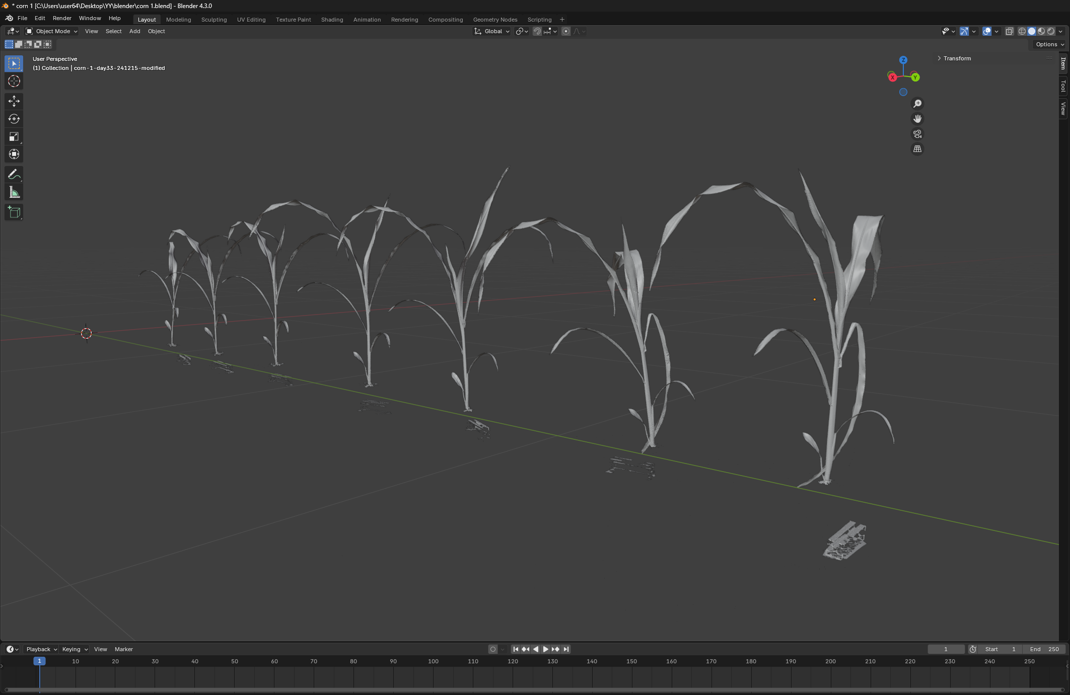 Reconstructed 3D plant canopy in Blender